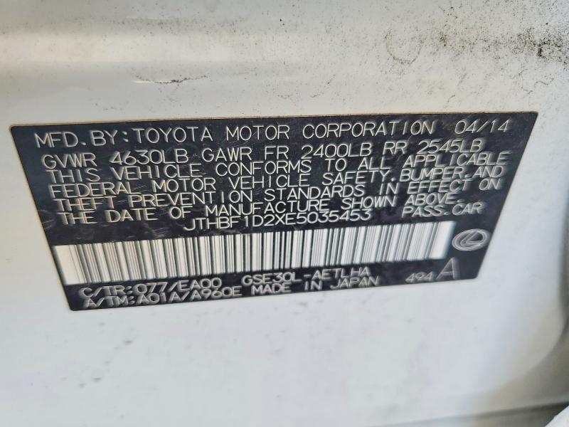 Продаж на аукціоні авто 2014 Lexus Is, vin: JTHBF1D2XE5035453, номер лоту: 61249866
