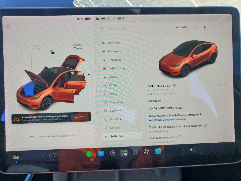 Aukcja sprzedaży 2021 Tesla Model Y, vin: 5YJYGDEE3MF278182, numer aukcji: 61192236