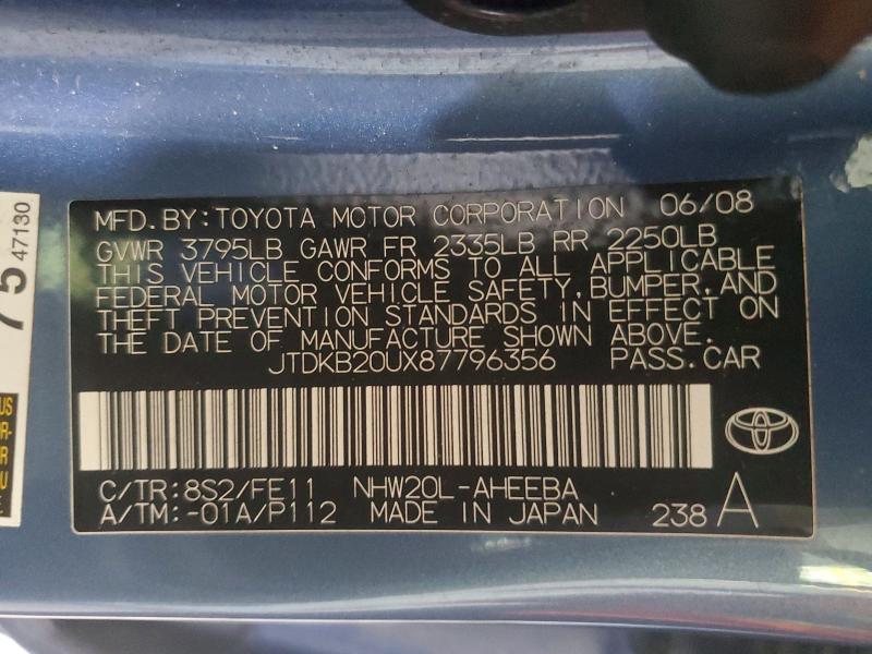 Aukcja sprzedaży 2008 Toyota Prius, vin: JTDKB20UX87796356, numer aukcji: 63395126