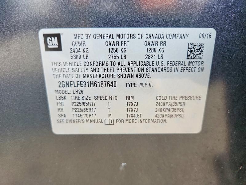 Продаж на аукціоні авто 2017 Chevrolet Equinox, vin: 2GNFLFE31H6187640, номер лоту: 61110426