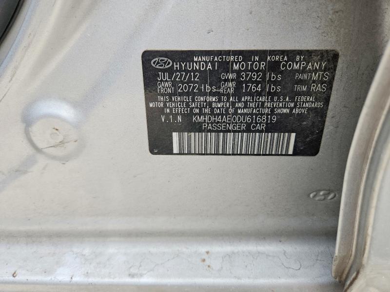 61435366 :رقم المزاد ، KMHDH4AE0DU616819 vin ، 2013 Hyundai Elantra مزاد بيع