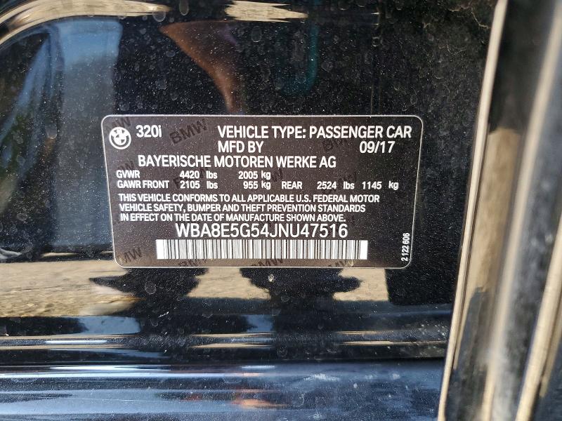 Aukcja sprzedaży 2018 Bmw 320, vin: WBA8E5G54JNU47516, numer aukcji: 60007656