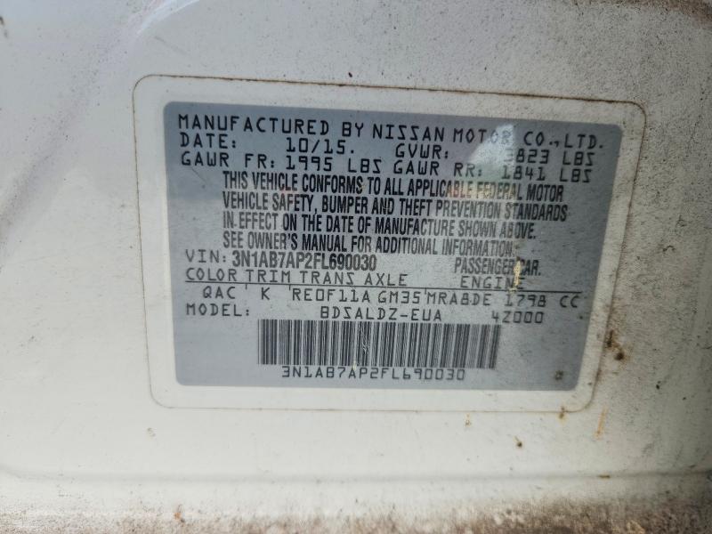 59667276 :رقم المزاد ، 3N1AB7AP2FL690030 vin ، 2015 Nissan Sentra مزاد بيع
