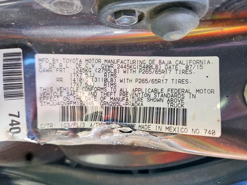 2015 Toyota Tacoma მანქანა იყიდება აუქციონზე, vin: 3TMJU4GN9FM192946, აუქციონის ნომერი: 60599096