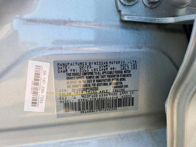 2023 Nissan Sentra მანქანა იყიდება აუქციონზე, vin: 3N1AB8CV9PY240350, აუქციონის ნომერი: 58732386