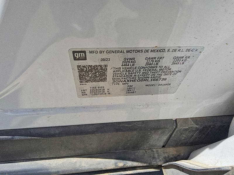 Aukcja sprzedaży 2024 Chevrolet Equinox, vin: 3GNAXHEG0RL166739, numer aukcji: 60257436