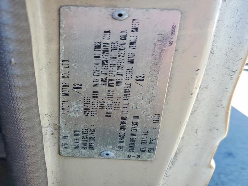Продажа на аукционе авто 1982 Toyota Pickup / Cab Chassis, vin: JT4RN44D3C0076166, номер лота: 59725236