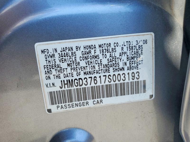 Aukcja sprzedaży 2007 Honda Fit, vin: JHMGD37617S003193, numer aukcji: 57867076
