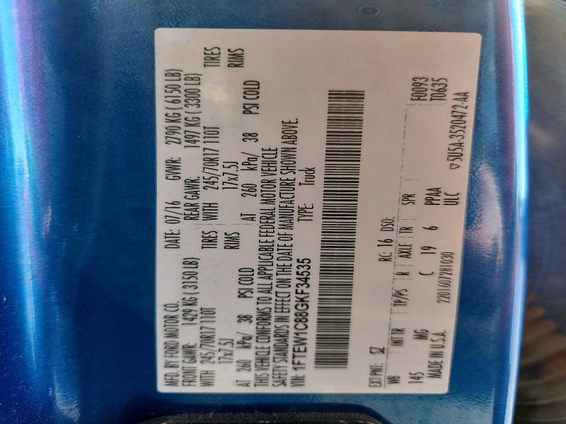 Продаж на аукціоні авто 2016 Ford F150, vin: 1FTEW1C88GKF34535, номер лоту: 60443246