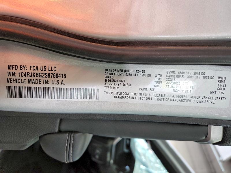 Продажа на аукционе авто 2025 Jeep Grand Cherokee, vin: 1C4RJKBG2S8768416, номер лота: 60489826