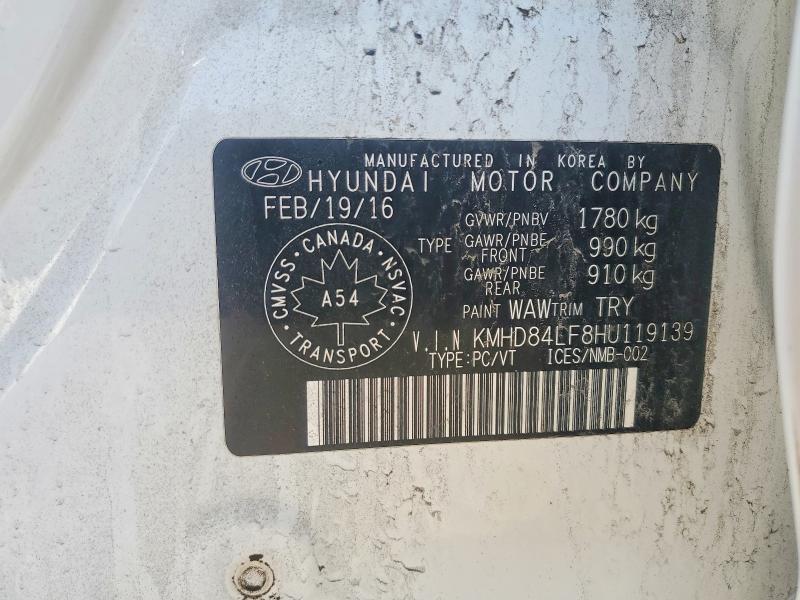 Auction sale of the 2017 Hyundai Elantra, vin: KMHD84LF8HU119139, lot number: 62274026