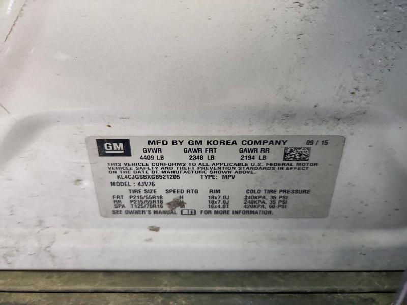 Продаж на аукціоні авто 2016 Buick Encore, vin: KL4CJGSBXGB521205, номер лоту: 61684596