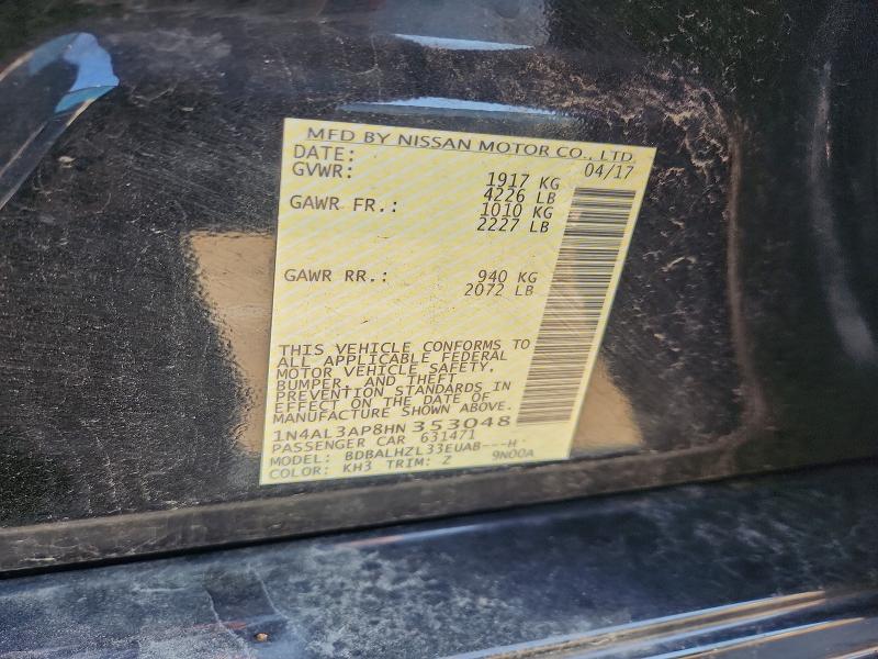 Продаж на аукціоні авто 2017 Nissan Altima, vin: 1N4AL3AP8HN353048, номер лоту: 63210026