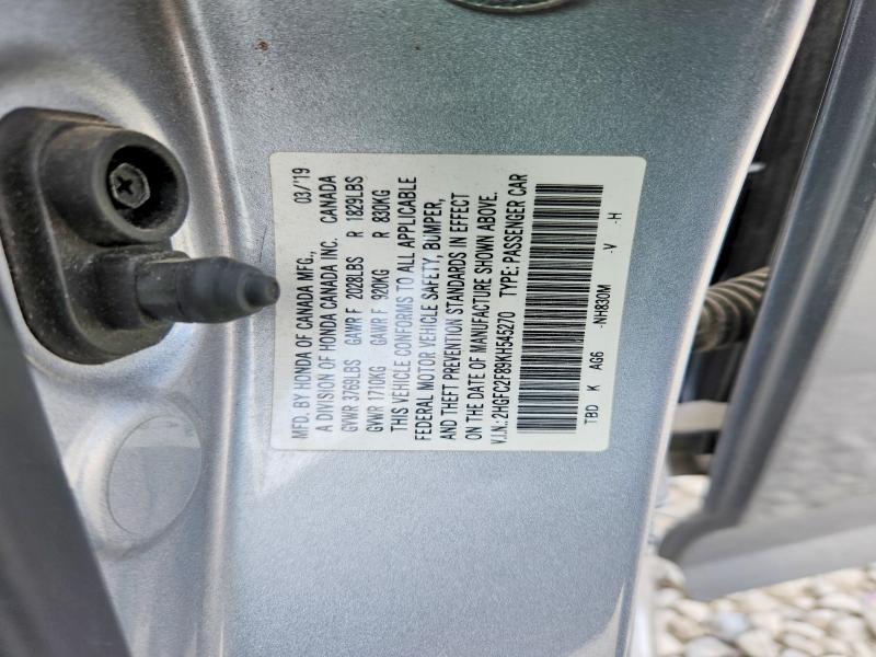 Aukcja sprzedaży 2019 Honda Civic, vin: 2HGFC2F89KH545270, numer aukcji: 62261256