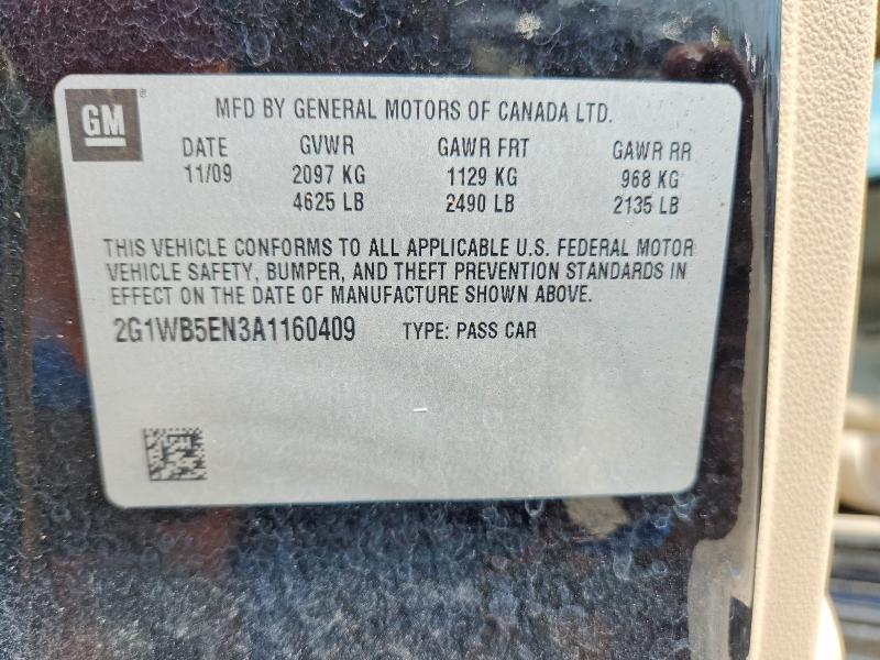 Aukcja sprzedaży 2010 Chevrolet Impala, vin: 2G1WB5EN3A1160409, numer aukcji: 62922476