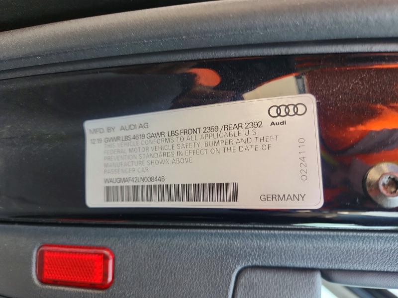 2020 Audi A4 მანქანა იყიდება აუქციონზე, vin: WAUGMAF42LN008446, აუქციონის ნომერი: 62947026
