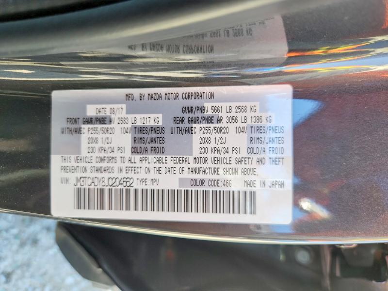 Продажа на аукционе авто 2018 Mazda Cx-9, vin: JM3TCADY8J0204662, номер лота: 61609246