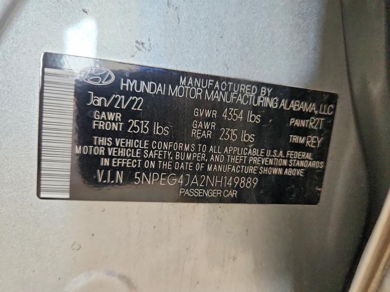 Продажа на аукционе авто 2022 Hyundai Sonata, vin: 5NPEG4JA2NH149889, номер лота: 60327746