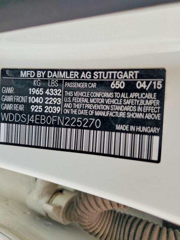Продажа на аукционе авто 2015 Mercedes-benz Cla, vin: WDDSJ4EB0FN225270, номер лота: 61062756