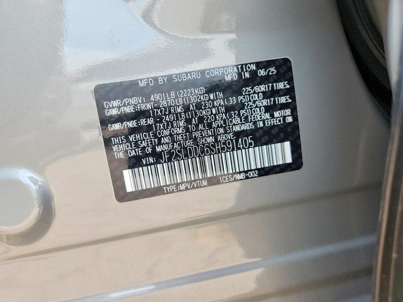 Продаж на аукціоні авто 2025 Subaru Forester, vin: JF2SLDDC6SH591405, номер лоту: 61089106