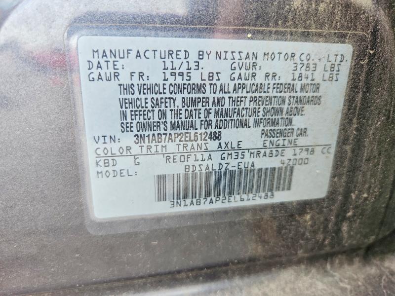 Продажа на аукционе авто 2014 Nissan Sentra, vin: 3N1AB7AP2EL612488, номер лота: 61072006
