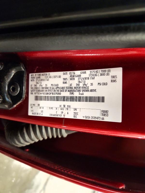 Продажа на аукционе авто 2016 Ford F150, vin: 1FTEW1EG8GFB37050, номер лота: 59339876