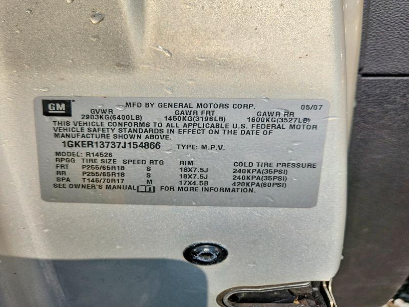 63342076 :رقم المزاد ، 1GKER13737J154866 vin ، 2007 Gmc Acadia مزاد بيع
