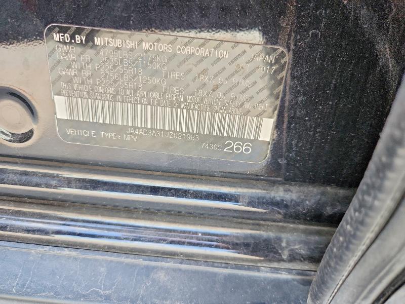 2018 Mitsubishi Outlander მანქანა იყიდება აუქციონზე, vin: JA4AD3A31JZ021983, აუქციონის ნომერი: 62601536