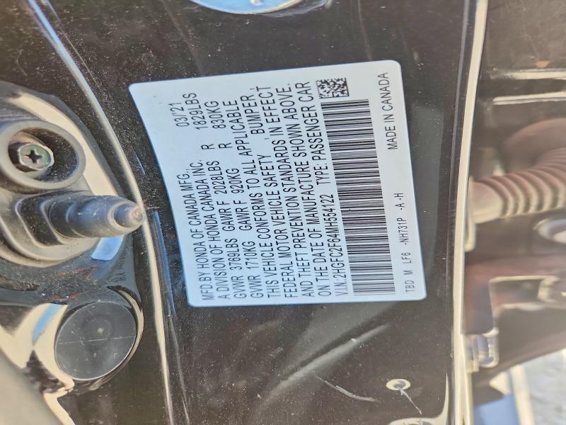 Aukcja sprzedaży 2021 Honda Civic, vin: 2HGFC2F64MH554122, numer aukcji: 63476026