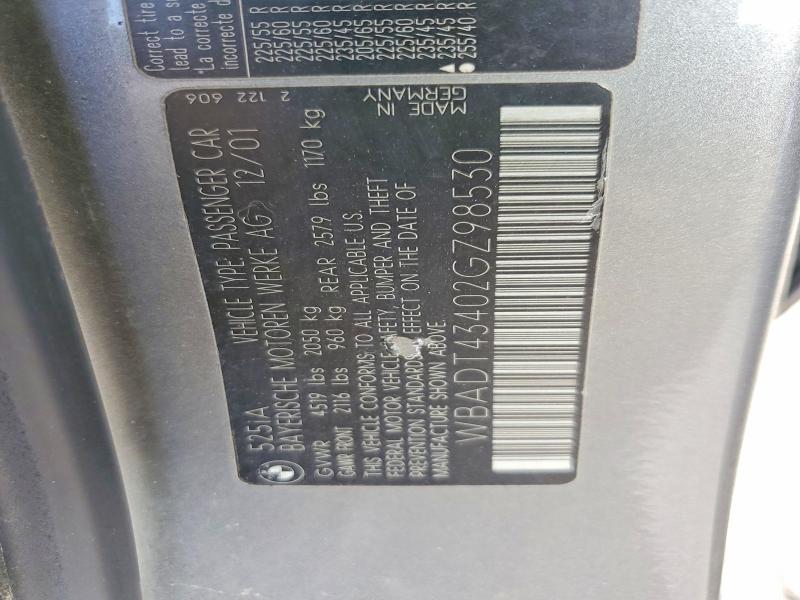 61350416 :رقم المزاد ، WBADT43402GZ98530 vin ، 2002 Bmw 525 مزاد بيع