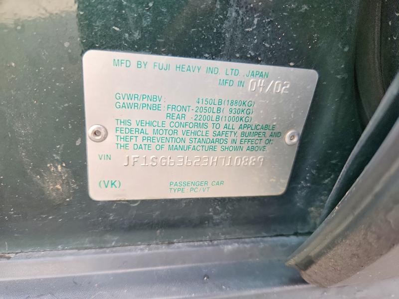 2003 Subaru Forester მანქანა იყიდება აუქციონზე, vin: JF1SG63623H710889, აუქციონის ნომერი: 63153256