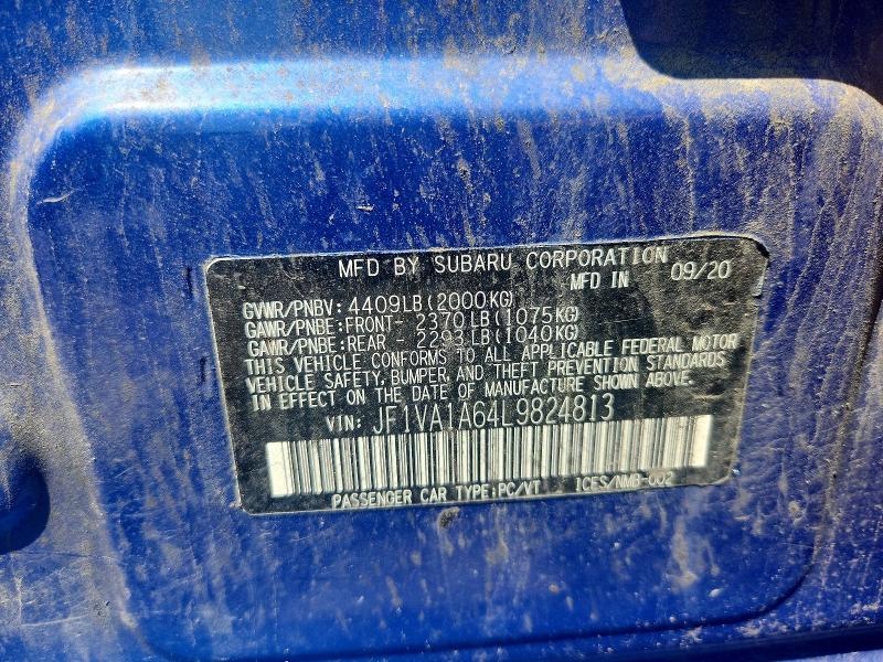 Aukcja sprzedaży 2020 Subaru Wrx, vin: JF1VA1A64L9824813, numer aukcji: 62238156