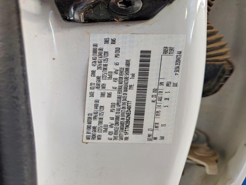 2022 Ford F250 მანქანა იყიდება აუქციონზე, vin: 1FT7W2B62NED49777, აუქციონის ნომერი: 61608456