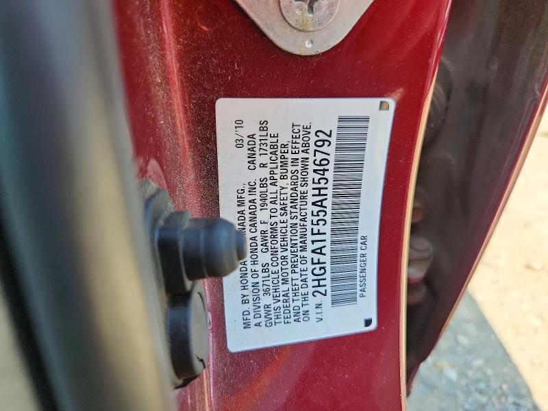 Продажа на аукционе авто 2010 Honda Civic, vin: 2HGFA1F55AH546792, номер лота: 60681196