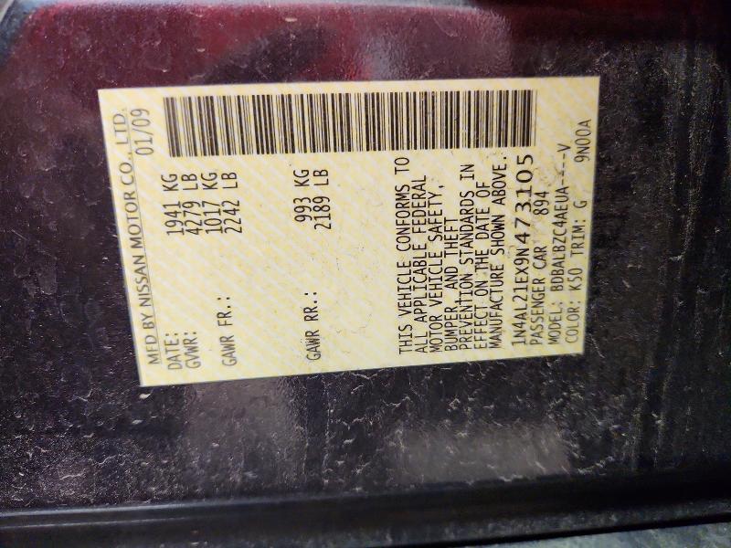61953066 :رقم المزاد ، 1N4AL21EX9N473105 vin ، 2009 Nissan Altima مزاد بيع