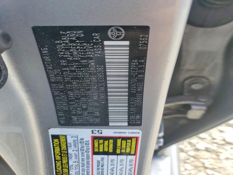 Продажа на аукционе авто 2020 Toyota Camry, vin: 4T1K61AK3LU385382, номер лота: 61778806