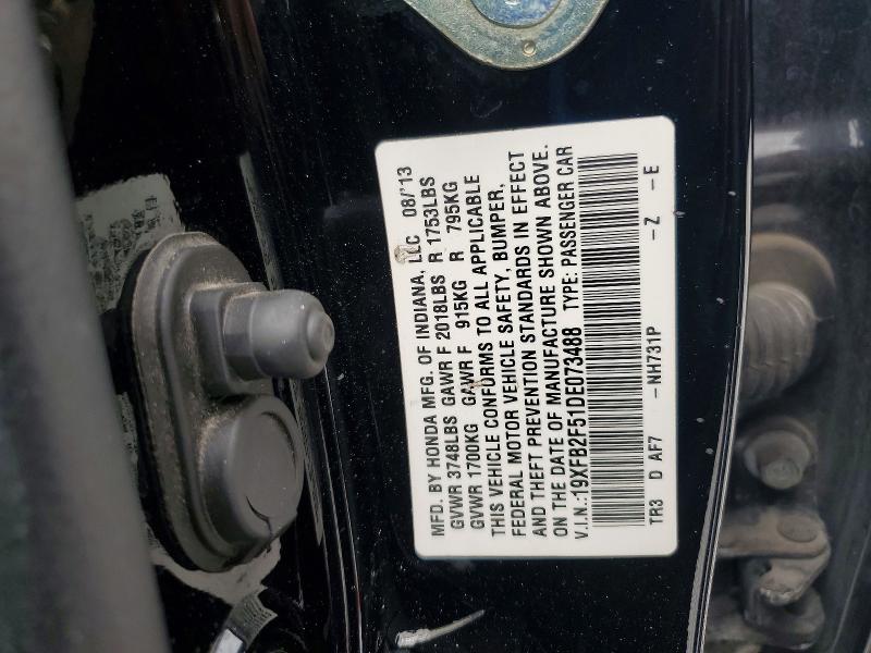 61224496 :رقم المزاد ، 19XFB2F51DE073488 vin ، 2013 Honda Civic مزاد بيع