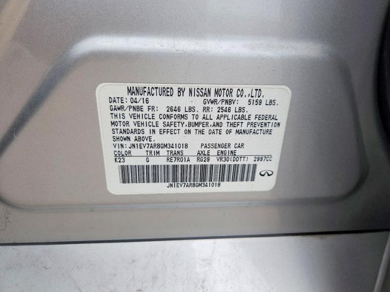 60217536 :رقم المزاد ، JN1EV7AR8GM341018 vin ، 2016 Infiniti Q50 مزاد بيع