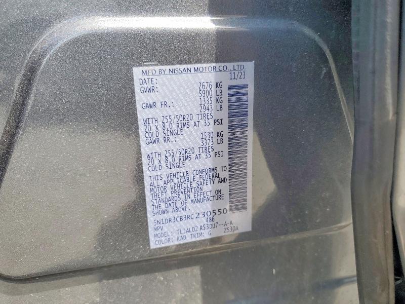 2024 Nissan Pathfinder მანქანა იყიდება აუქციონზე, vin: 5N1DR3CB3RC230550, აუქციონის ნომერი: 60402576