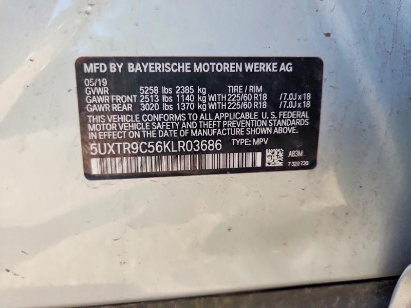 Продажа на аукционе авто 2019 Bmw X3, vin: 5UXTR9C56KLR03686, номер лота: 62318806