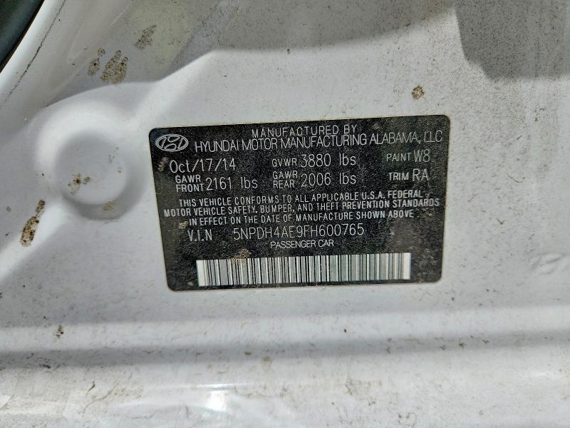 2015 Hyundai Elantra მანქანა იყიდება აუქციონზე, vin: 5NPDH4AE9FH600765, აუქციონის ნომერი: 59798296