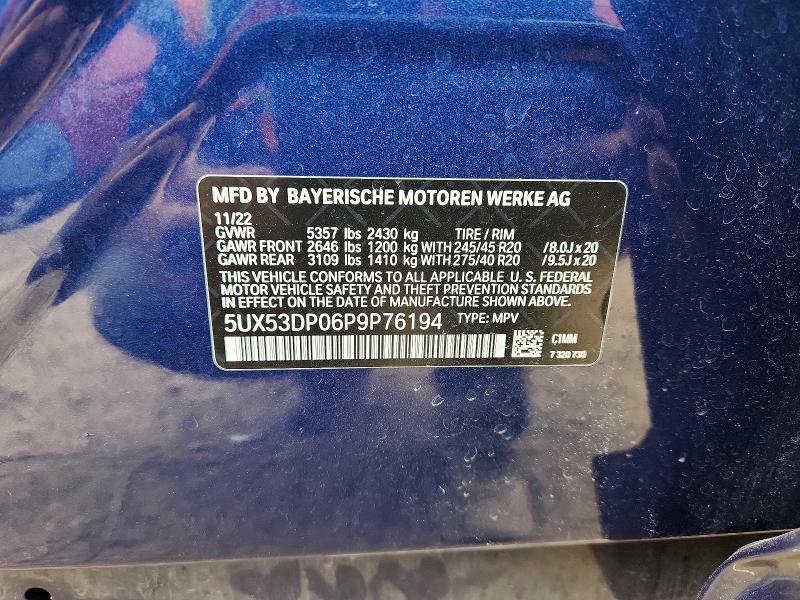 2023 Bmw X3 მანქანა იყიდება აუქციონზე, vin: 5UX53DP06P9P76194, აუქციონის ნომერი: 62504076