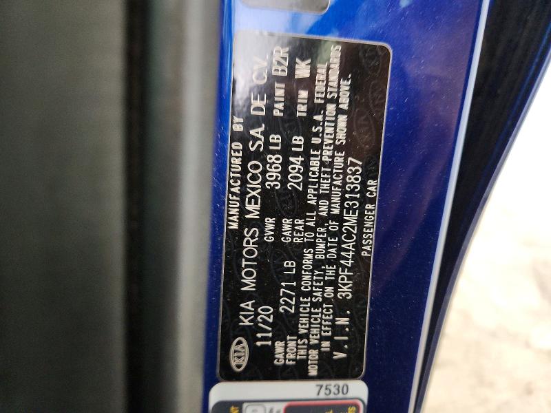 63334696 :رقم المزاد ، 3KPF44AC2ME313837 vin ، 2021 Kia Forte مزاد بيع