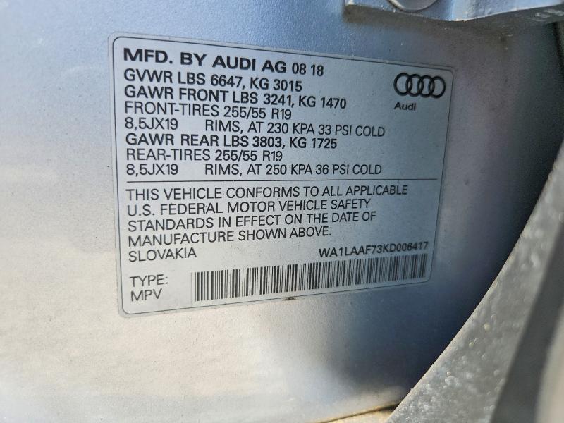 Продажа на аукционе авто 2019 Audi Q7, vin: WA1LAAF73KD006417, номер лота: 60272056