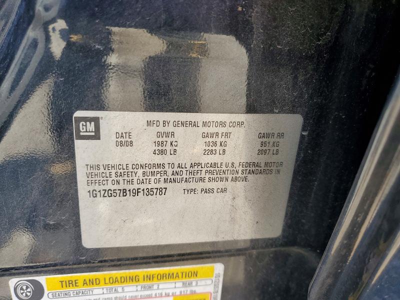 Продаж на аукціоні авто 2009 Chevrolet Malibu, vin: 1G1ZG57B19F135787, номер лоту: 60852346
