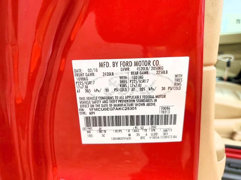 2010 Ford Escape მანქანა იყიდება აუქციონზე, vin: 1FMCU0EG7AKC25301, აუქციონის ნომერი: 62488606