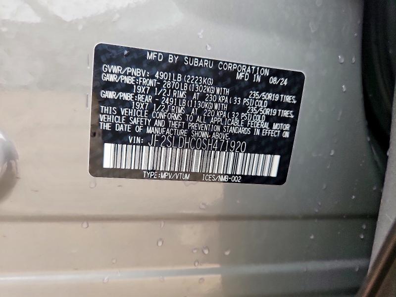 63415366 :رقم المزاد ، JF2SLDHC0SH471920 vin ، 2025 Subaru Forester مزاد بيع