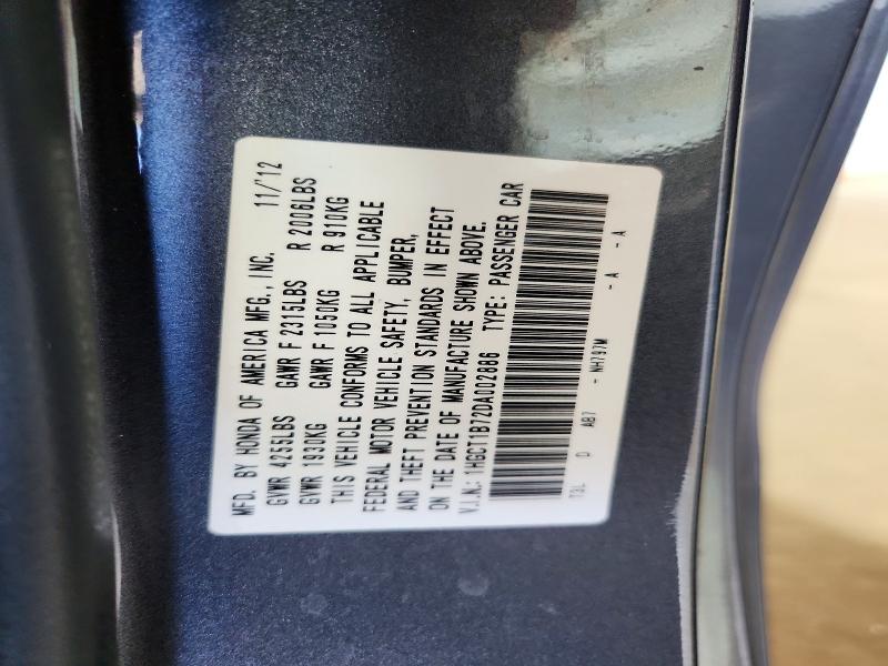 Продаж на аукціоні авто 2013 Honda Accord, vin: 1HGCT1B72DA002886, номер лоту: 62505276