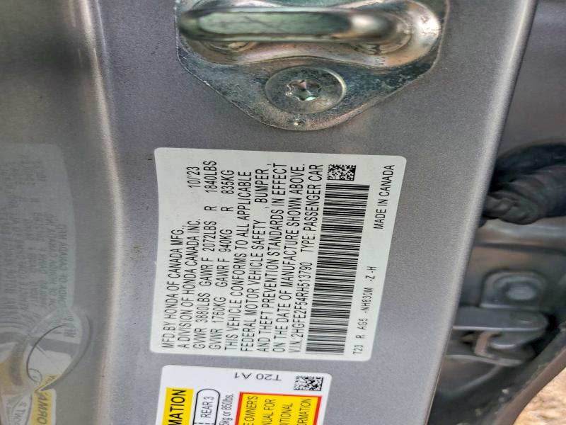 2024 Honda Civic მანქანა იყიდება აუქციონზე, vin: 2HGFE2F54RH513790, აუქციონის ნომერი: 61049606