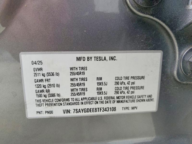 60700156 :رقم المزاد ، 7SAYGDEE8TF343108 vin ، 2026 Tesla Model Y مزاد بيع